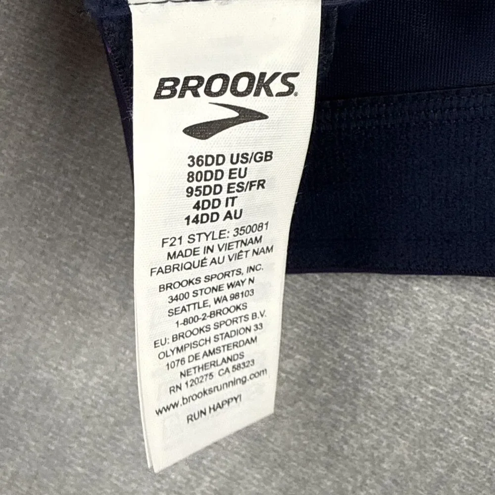 Brooks Drive Convertible Run Bra 36DD Matrix Navy Print Sweat-Wicking